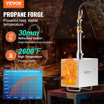 JHBXG1C - Lightweight Portable 1-Burner Stainless Steel Propane Forge