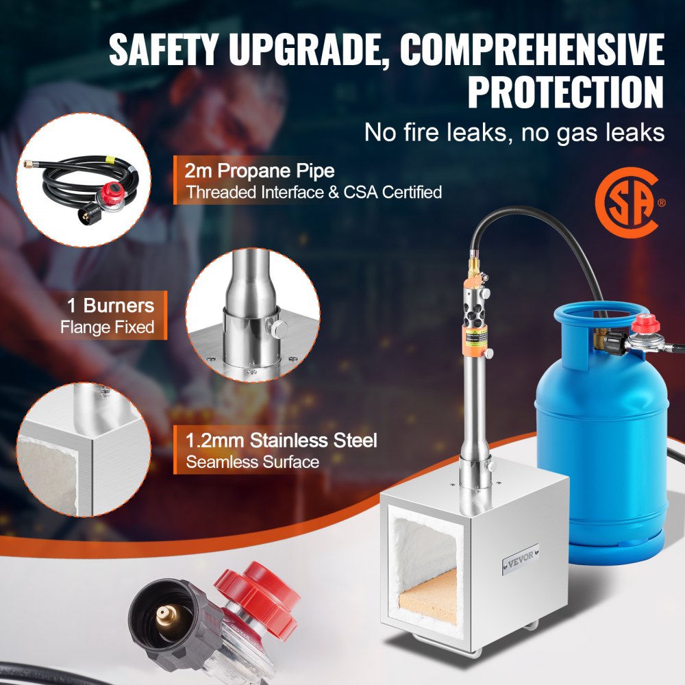 JHBXG1C - Lightweight Portable 1-Burner Stainless Steel Propane Forge