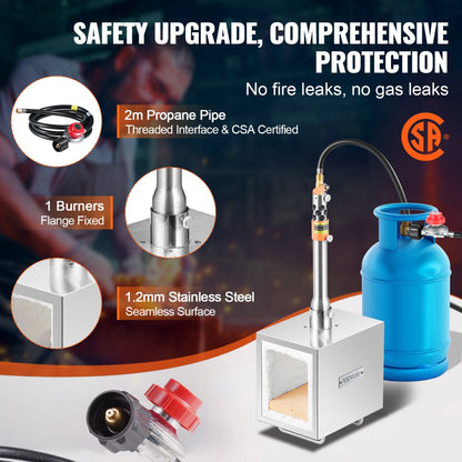 JHBXG1C - Lightweight Portable 1-Burner Stainless Steel Propane Forge