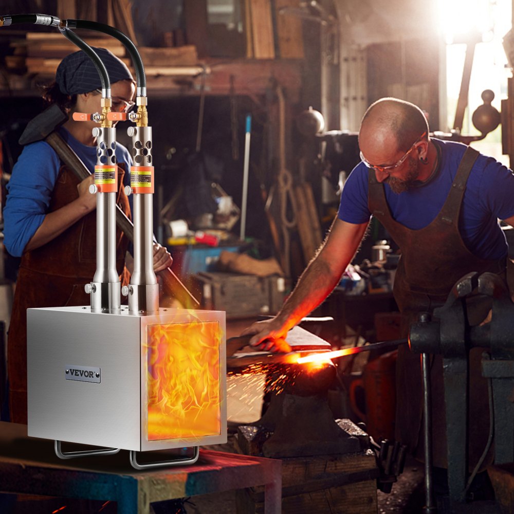 JHBXG2C - VEVOR 2-Burner Propane Forge, 2600°F High-Performance Metal Crafting