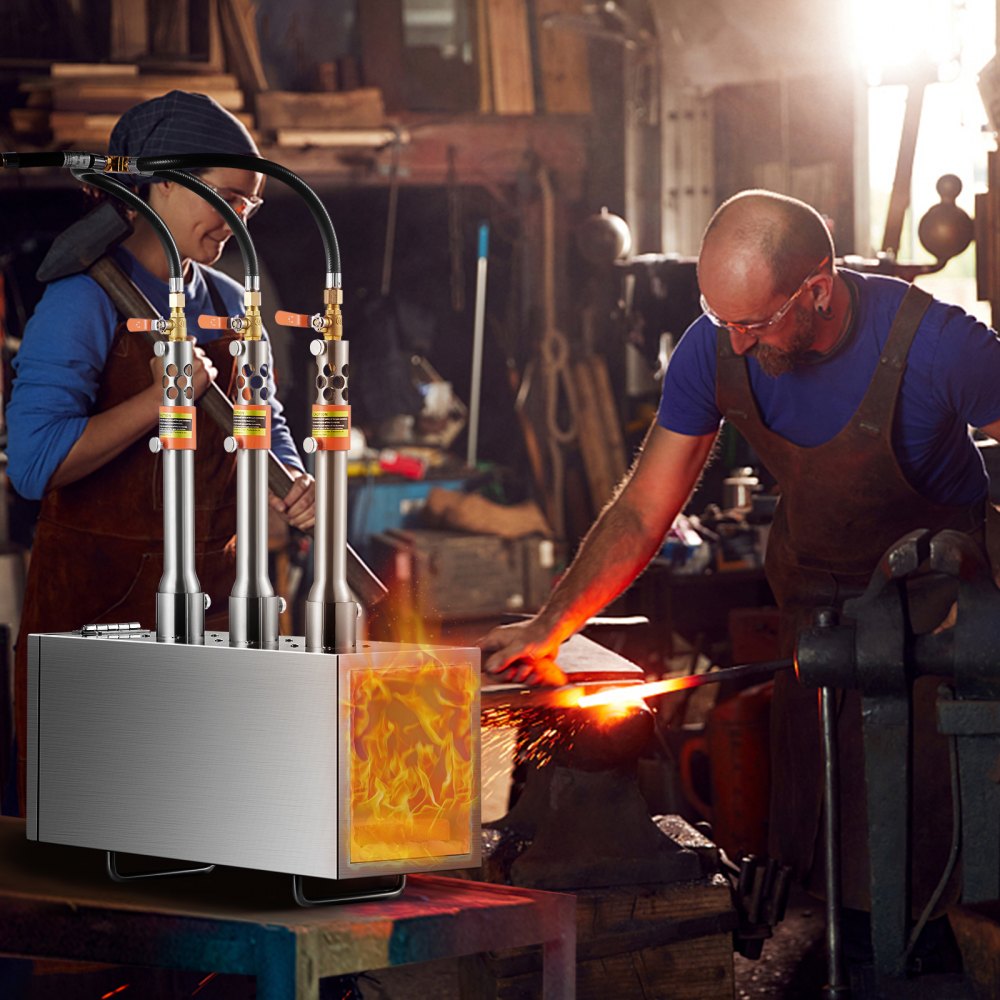 JHBXG3C - VEVOR 3-Burner Portable Propane Forge with 2600°F Capacity