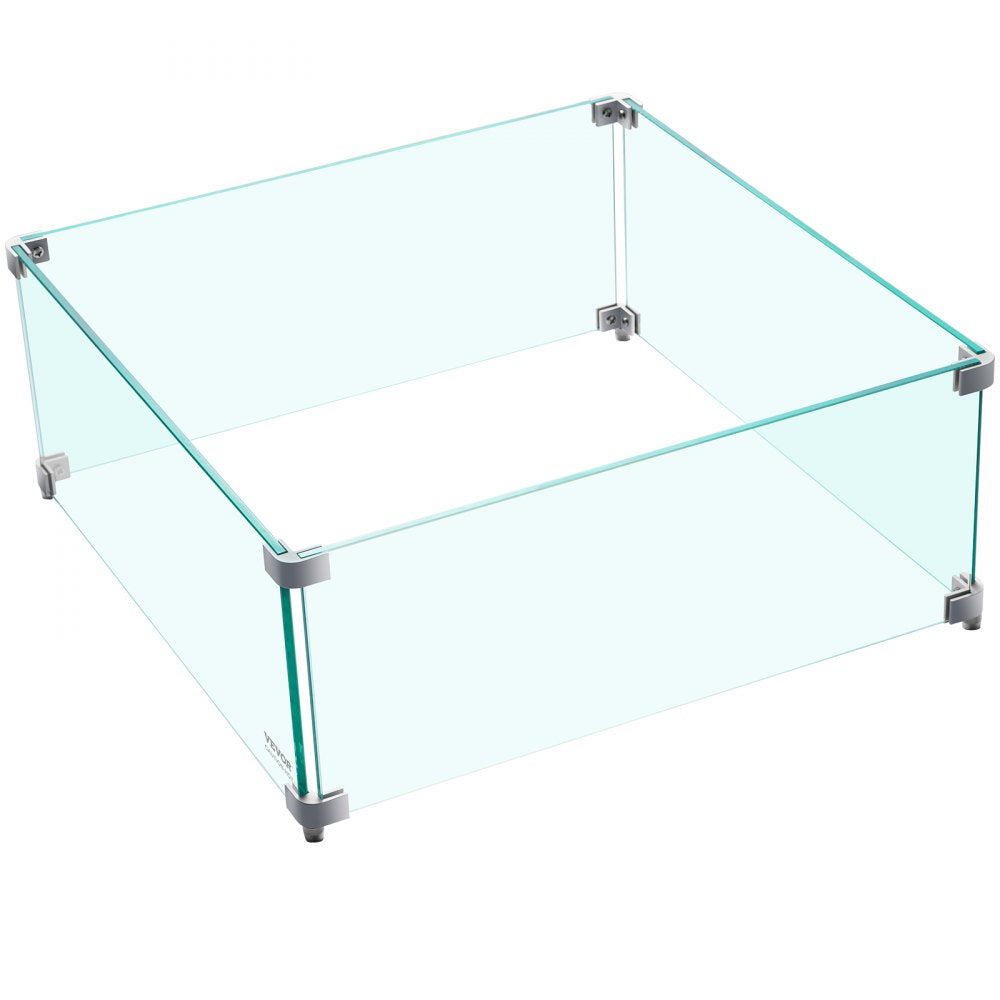VV-FWG-FX1414 - Tempered Glass Fire Pit Wind Guard for Outdoor Elegance