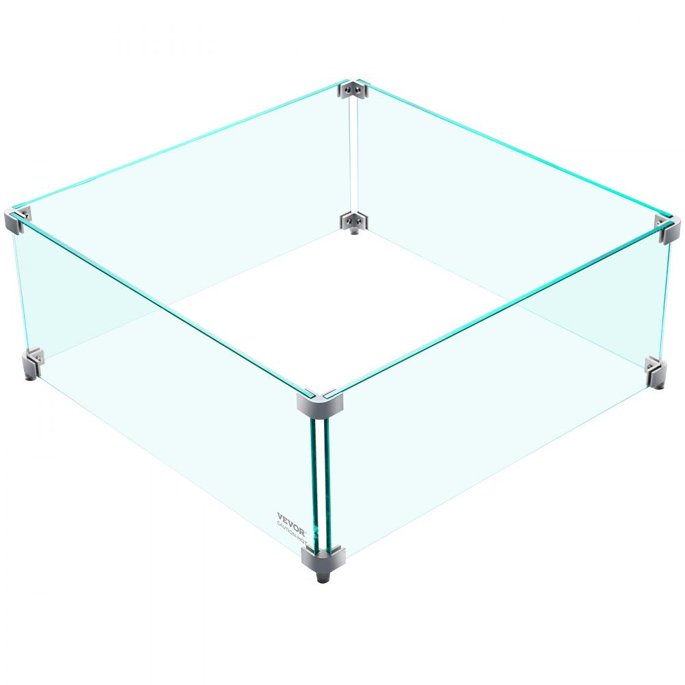 VV-FWG-FX1414 - Tempered Glass Fire Pit Wind Guard for Outdoor Elegance