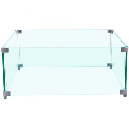 VV-FWG-FX1414 - Tempered Glass Fire Pit Wind Guard for Outdoor Elegance