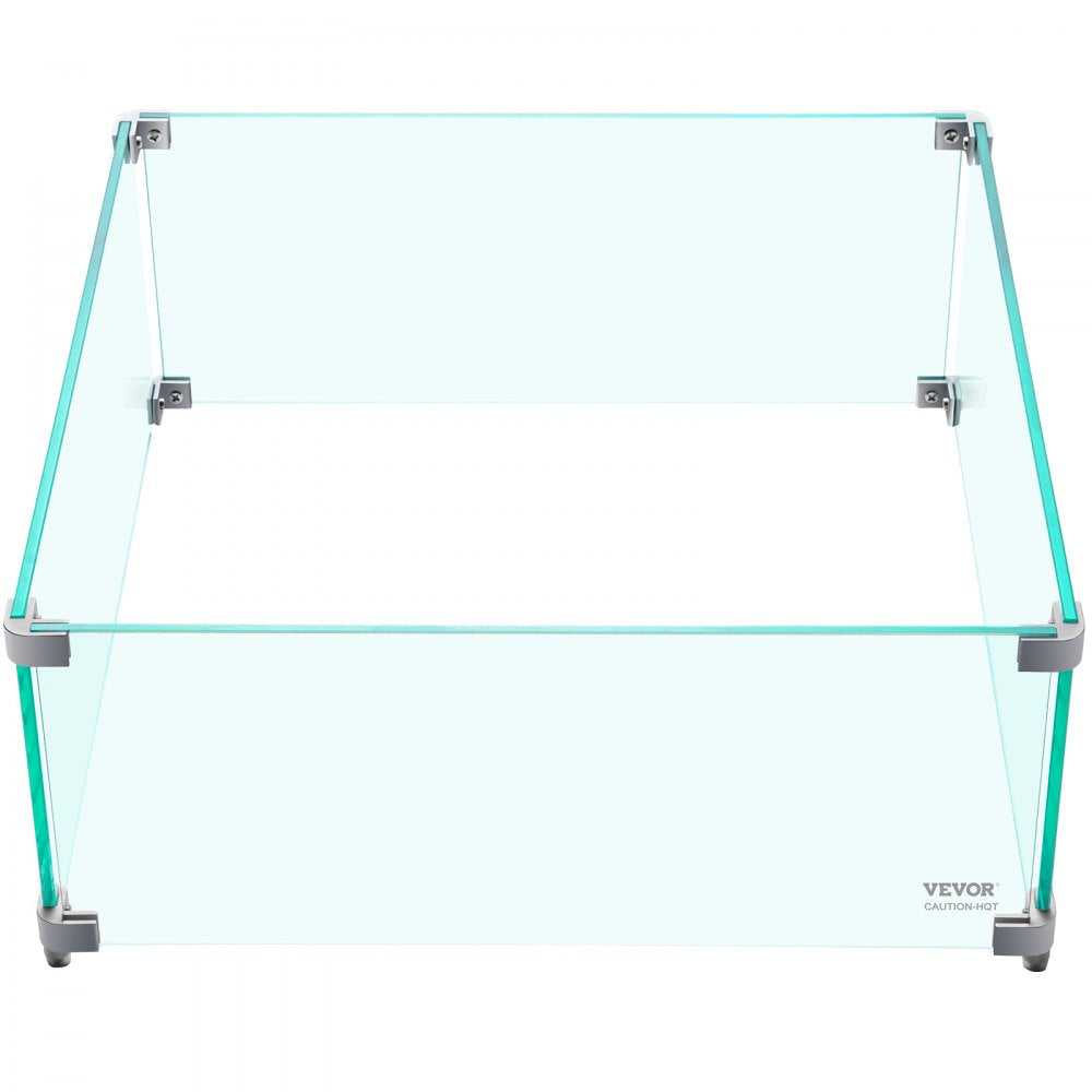 VV-FWG-FX1414 - Tempered Glass Fire Pit Wind Guard for Outdoor Elegance