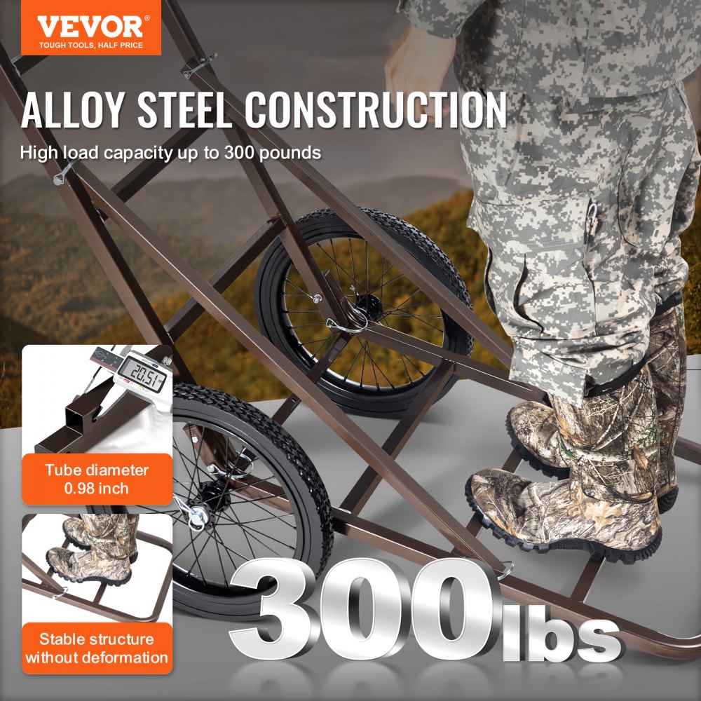 YL1501 - Durable Folding Deer Cart with 300 LBS Capacity & Rubber Tires