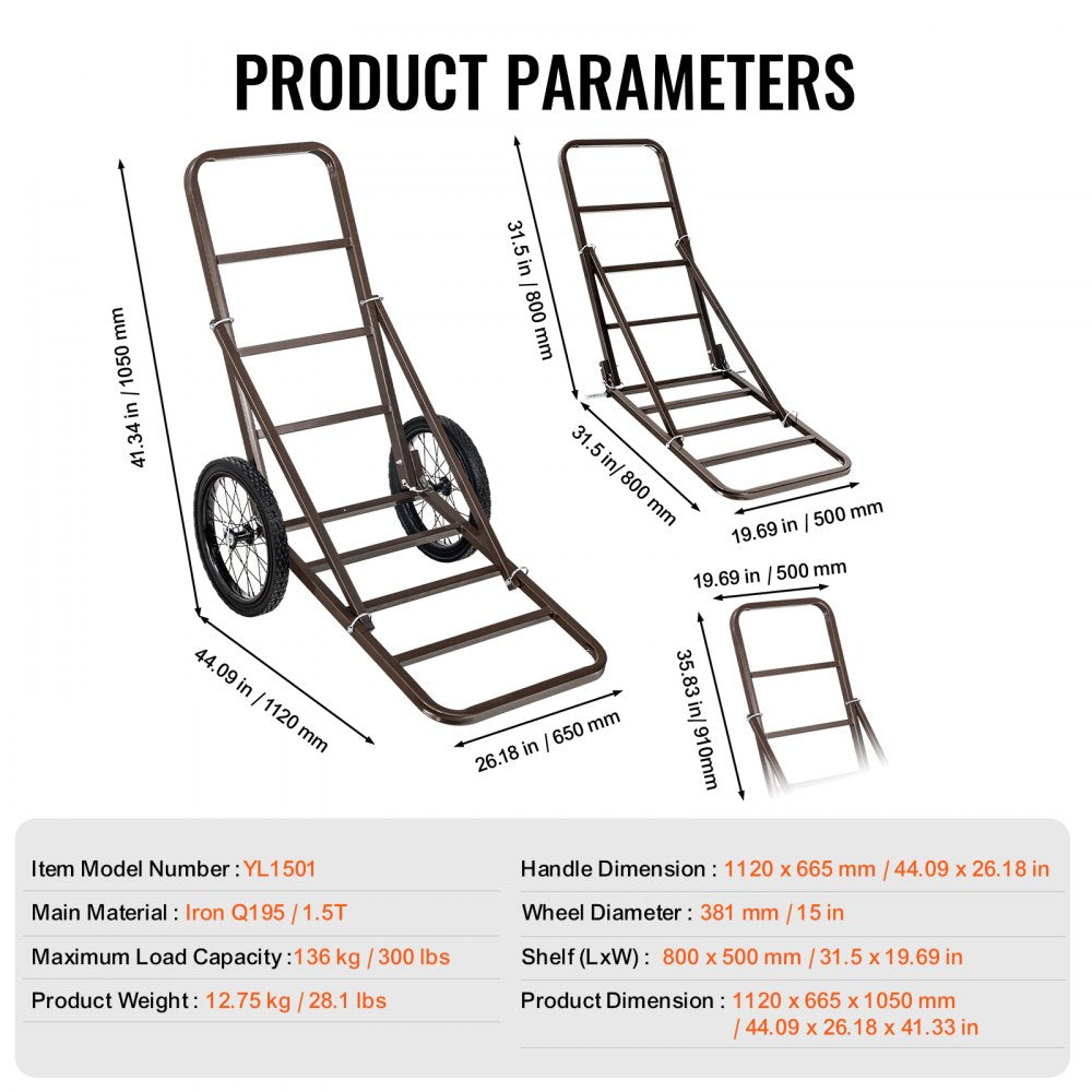 YL1501 - Durable Folding Deer Cart with 300 LBS Capacity & Rubber Tires