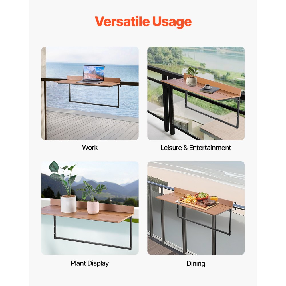 DL-BC06 - Adjustable Folding Balcony Table in Stainless Steel with PS Top