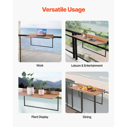 DL-BC06 - Adjustable Folding Balcony Table in Stainless Steel with PS Top
