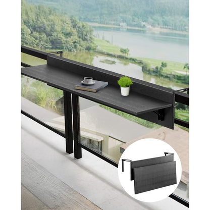 DL-BC03 - Versatile Folding Balcony Table with Stainless Steel Bracket, 12 x 32 in