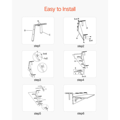 DL-BC05 - Foldable Stainless Steel Balcony Table 12 x 48 in for Outdoor Use