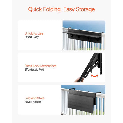 DL-BC05 - Foldable Stainless Steel Balcony Table 12 x 48 in for Outdoor Use