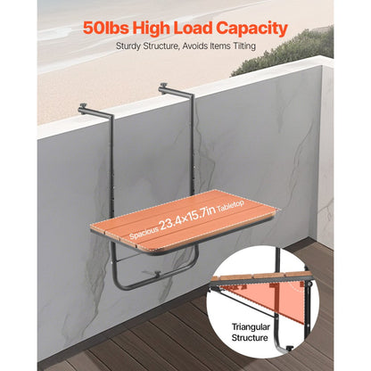 DL-BC01A - Folding Stainless Steel Balcony Table with Adjustable Height