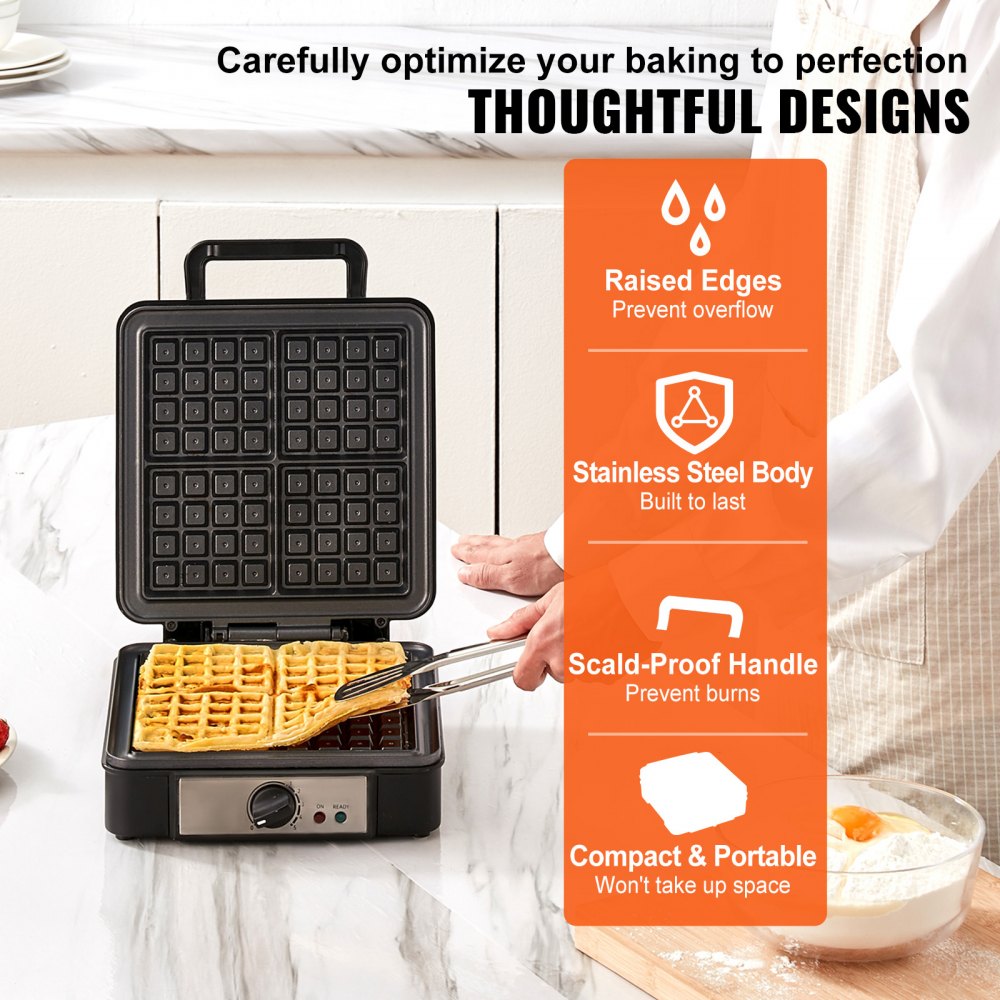 SW-2030M - 1200W 4-Slice Waffle Maker for Quick, Delicious Breakfasts