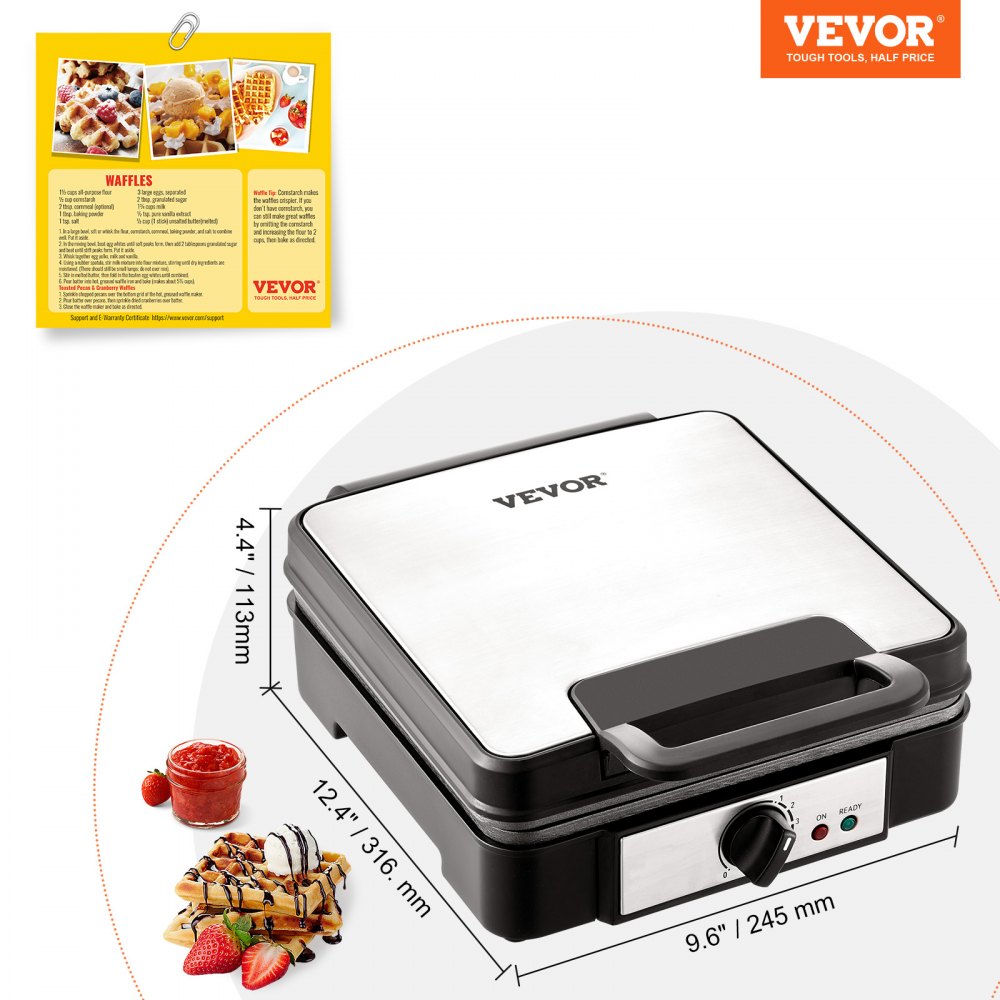 SW-2030M - 1200W 4-Slice Waffle Maker for Quick, Delicious Breakfasts
