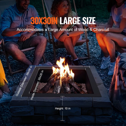YCIS-30001-30 - 36" Square High-Temp Steel Fire Pit Ring with Matte Black Finish