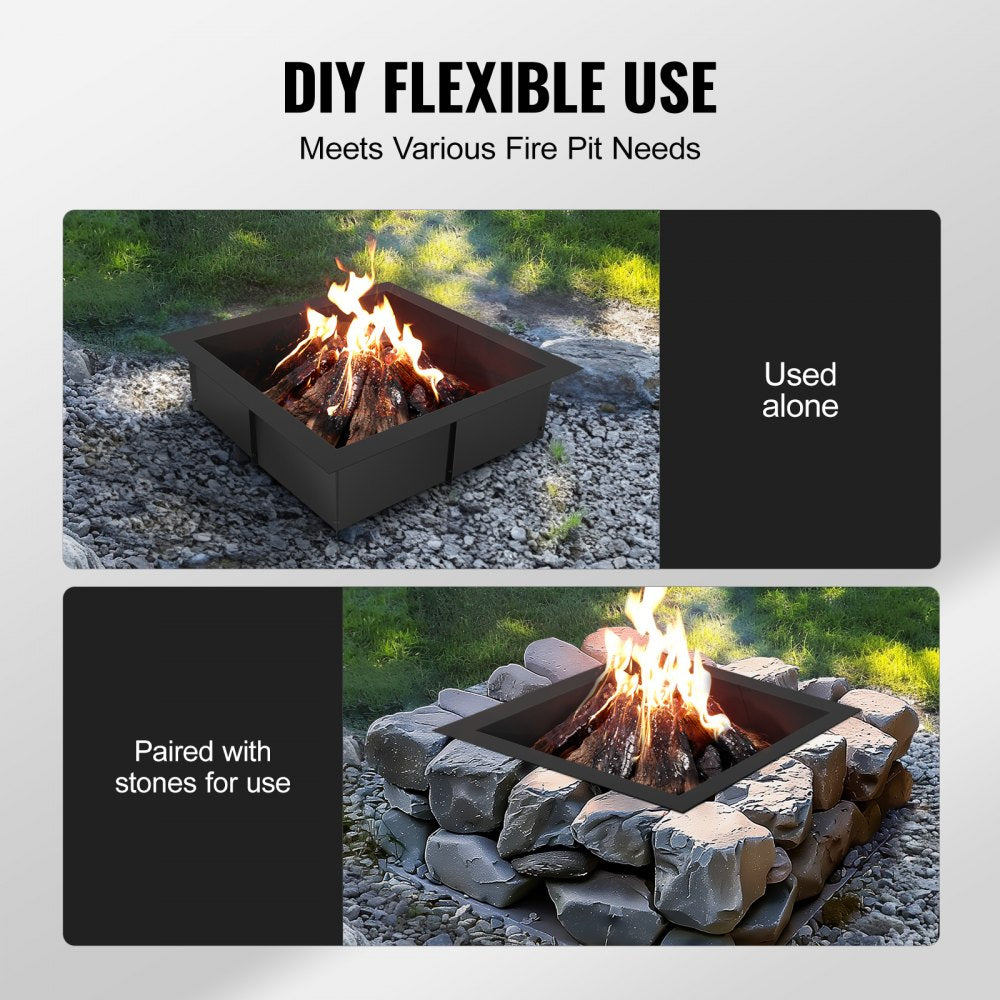 YCIS-30001-30 - 36" Square High-Temp Steel Fire Pit Ring with Matte Black Finish
