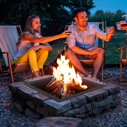 YCIS-30001-30 - 36" Square High-Temp Steel Fire Pit Ring with Matte Black Finish