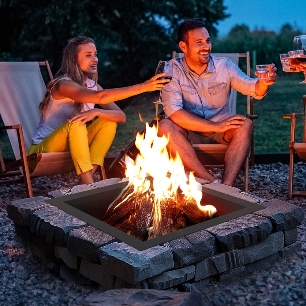 YCIS-30001-30 - 42" Matte Black Steel Fire Pit Ring for Cozy Gatherings