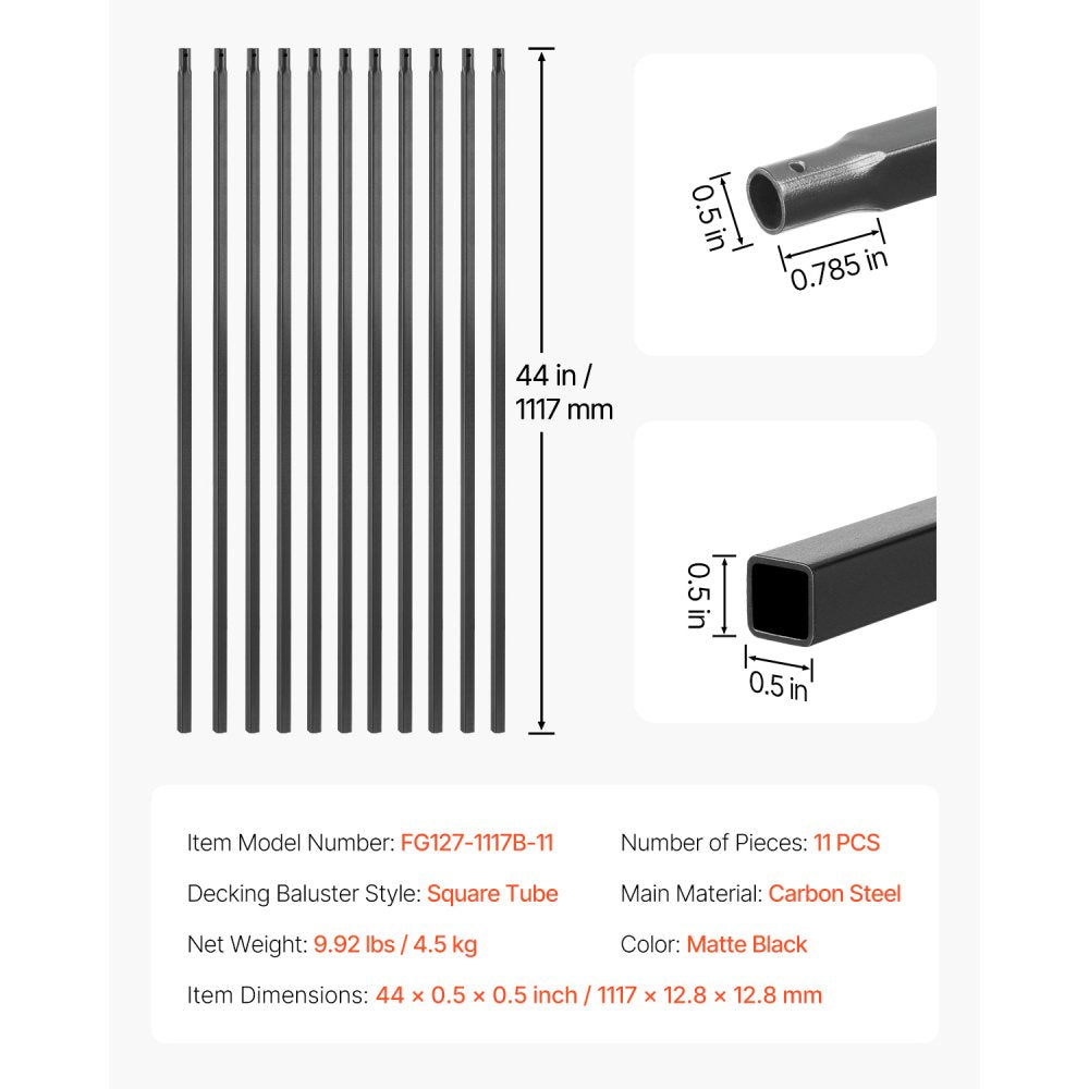 FG127-1117B-11 - 44" Durable Carbon Steel Stair Balusters - 11 Pack