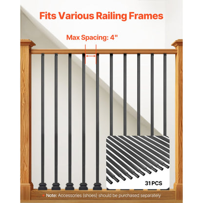FG127-1117B-31 - 44" Carbon Steel Stair Balusters - Durable & Rustproof