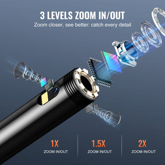 5003 - 49.2FT VEVOR Endoscope Camera with 5" Screen & 3 Lenses