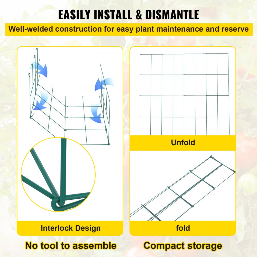 VV-KZDFQJ14.6X39LS3Z - Set of 3 Heavy-Duty 39.4" Tomato Cages