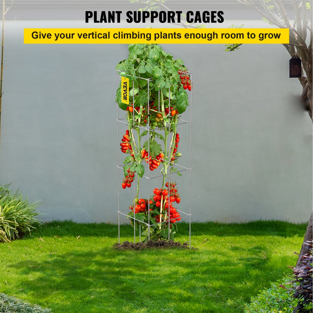 VV-KZDFQJ11.8X46YS5Z - Heavy-Duty 5-Pack Tomato Cages, 11.8" x 46.1" Support