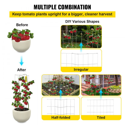 VV-KZDFQJ11.8X46YS5Z - Heavy-Duty 5-Pack Tomato Cages, 11.8" x 46.1" Support