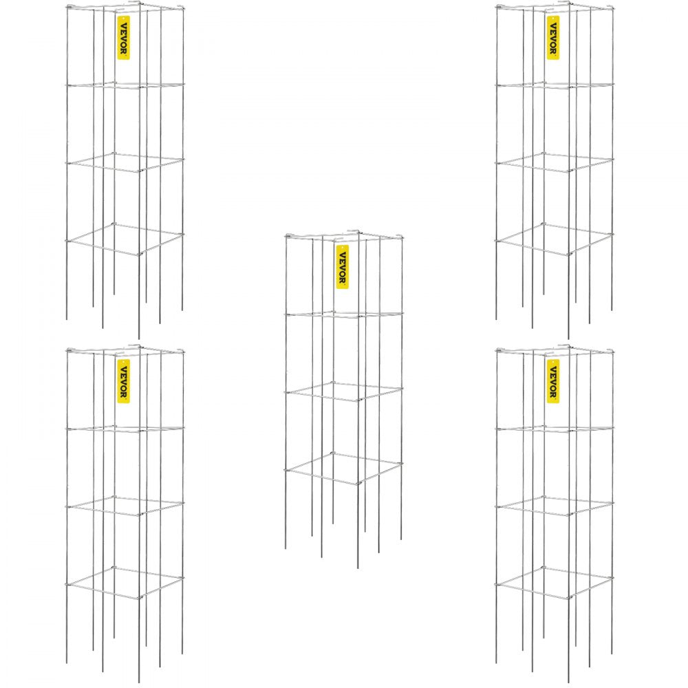VV-KZDFQJ11.8X46YS5Z - Heavy-Duty 5-Pack Tomato Cages, 11.8" x 46.1" Support