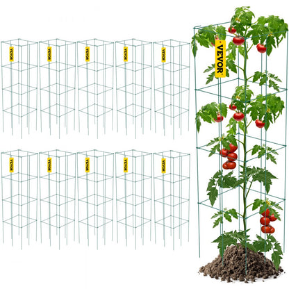 VV-KZDFQJ11.8X46LS10Z - 10 Pack Steel Tomato Cages, 11.8" x 16.1" Height