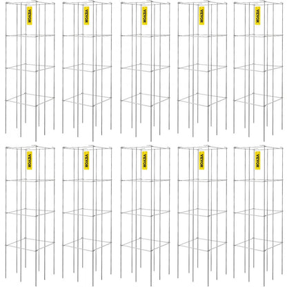 VV-KZDFQJ11.8X46YS10Z - 10-Pack 46" PVC-Coated Steel Tomato Cages for Climbing Plants