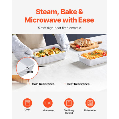 JH-B2022090216-ML - Elegant Ceramic Baking Dish Set with Double Handles