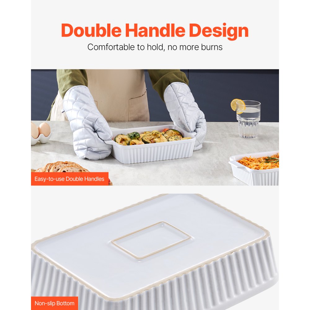 JH-B2022090216-ML - Elegant Ceramic Baking Dish Set with Double Handles