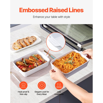 JH-B2022090216-ML - Elegant Ceramic Baking Dish Set with Double Handles