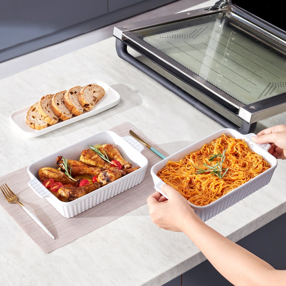 JH-B2022090216-ML - Elegant Ceramic Baking Dish Set with Double Handles