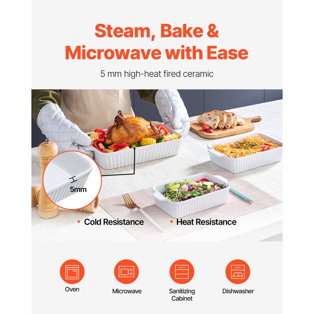 JH-B2022090216-SMXL - Elegant Ceramic Baking Dish Set with Double Handles