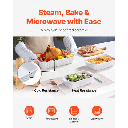 JH-B2022090216-SMXL - Elegant Ceramic Baking Dish Set with Double Handles