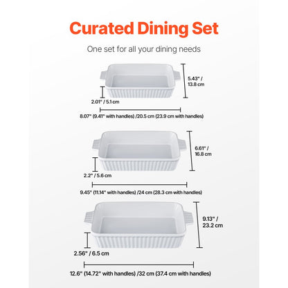 JH-B2022090216-SMXL - Elegant Ceramic Baking Dish Set with Double Handles