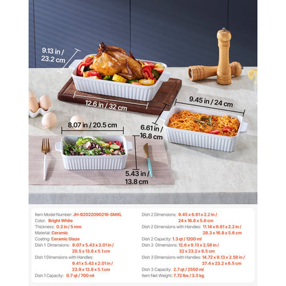 JH-B2022090216-SMXL - Elegant Ceramic Baking Dish Set with Double Handles