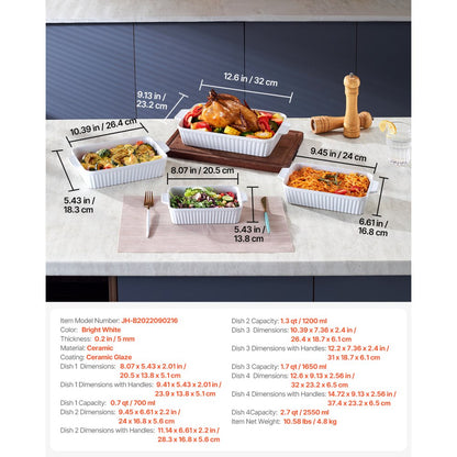 JH-B2022090216 - Elegant Ceramic Baking Dish Set for Stylish Cooking and Serving