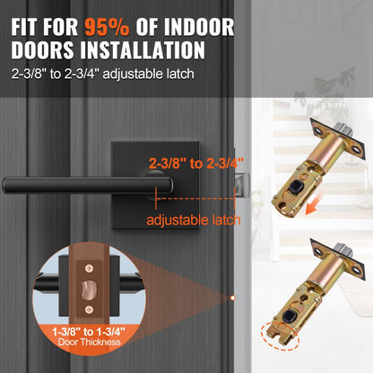 KJ2118-PS-BLK - 5 Pack Matte Black Non-Locking Door Levers for Easy Access