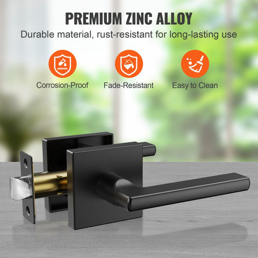 KJ2118-PS-BLK - 5 Pack Matte Black Non-Locking Door Levers for Easy Access