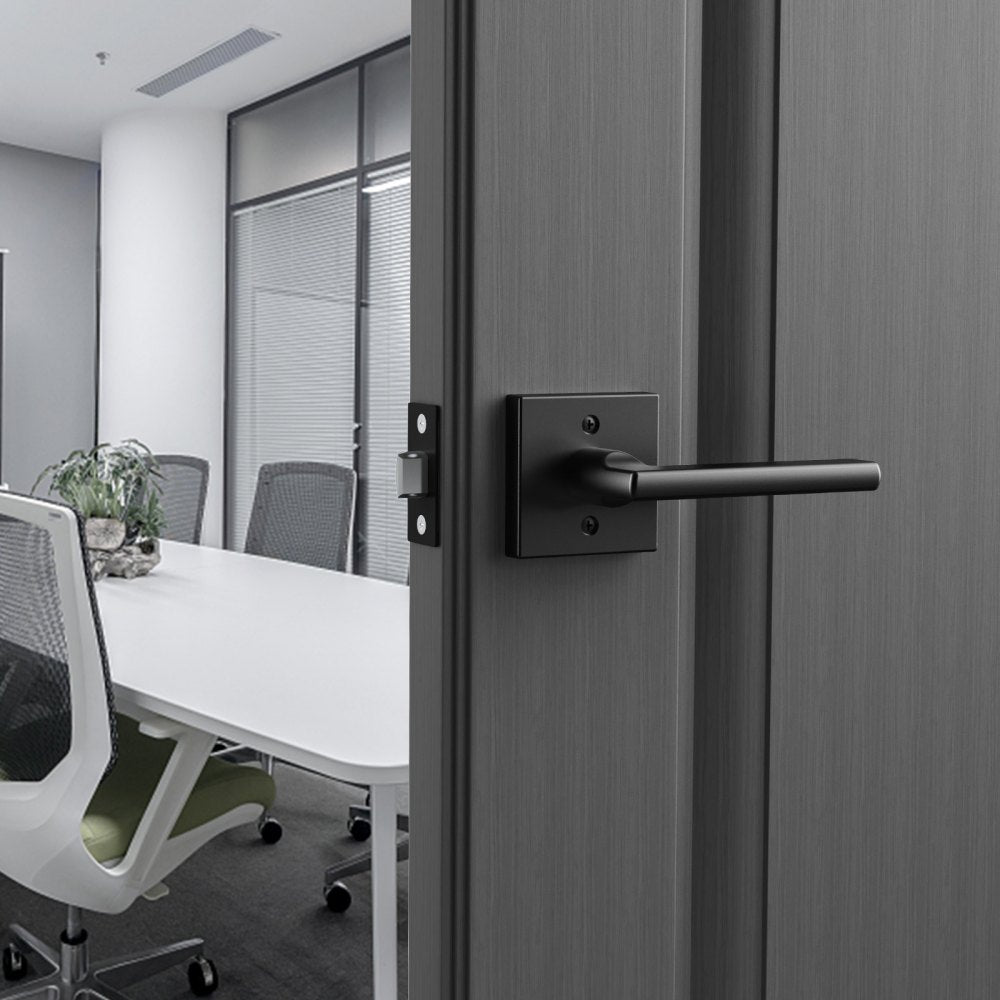 KJ2118-PS-BLK - 5 Pack Matte Black Non-Locking Door Levers for Easy Access