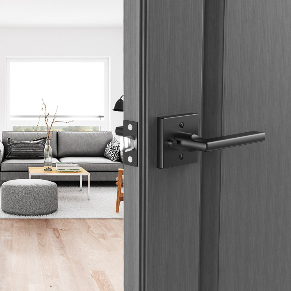 KJ2118-BK-BLK - Matte Black Privacy Door Handle with Keyless Lock, 10 Pack