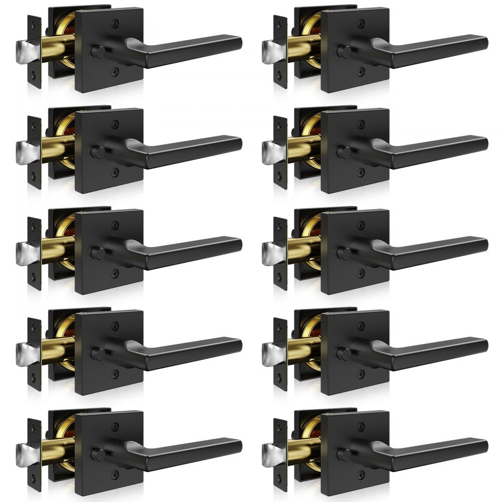 KJ2118-BK-BLK - Matte Black Privacy Door Handle with Keyless Lock, 10 Pack