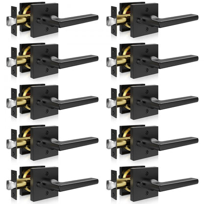 KJ2118-BK-BLK - Matte Black Privacy Door Handle with Keyless Lock, 10 Pack