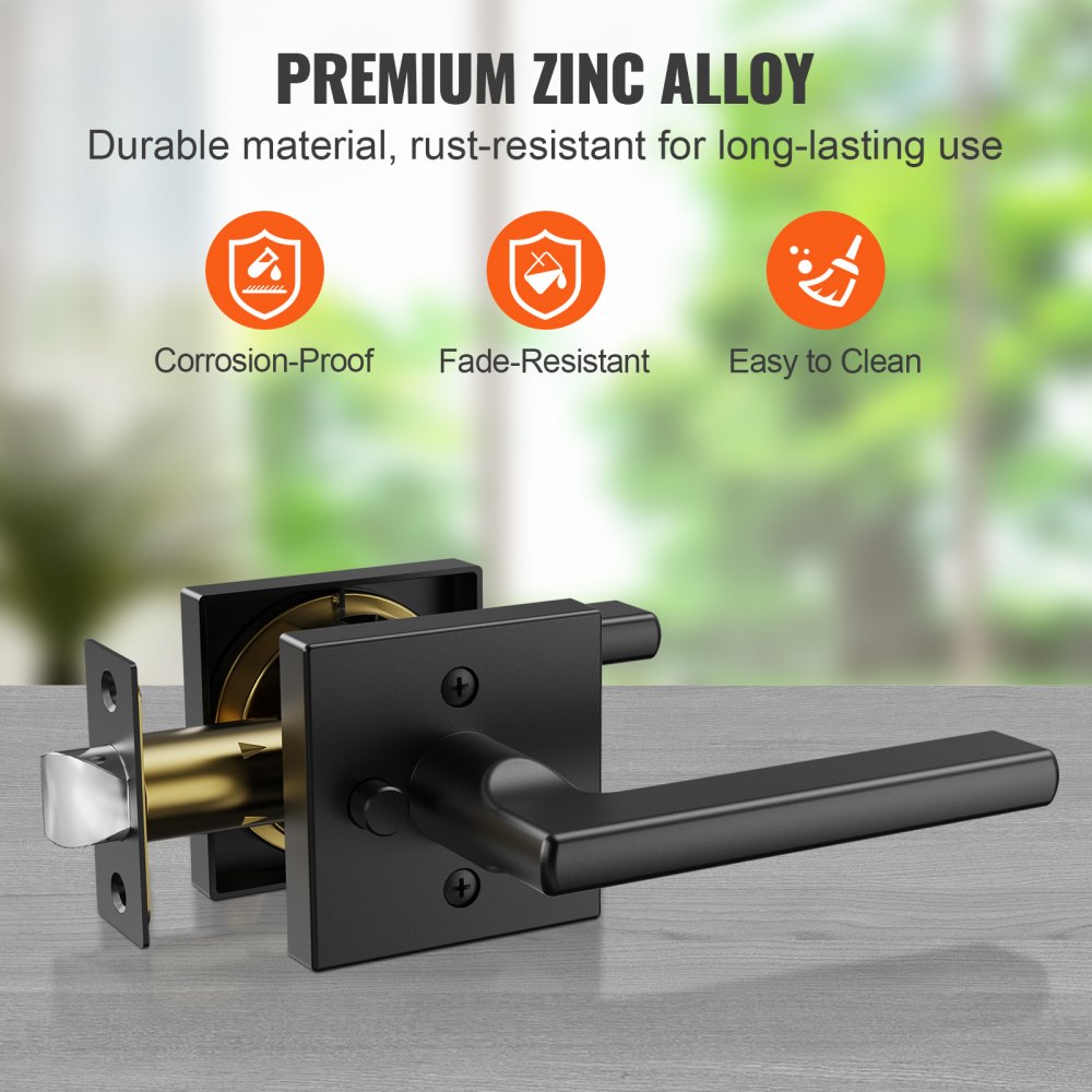 KJ2118-BK-BLK - Keyless Matte Black Privacy Door Handle for Secure Locking