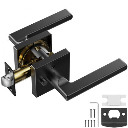 KJ2118-BK-BLK - Keyless Matte Black Privacy Door Handle for Secure Locking