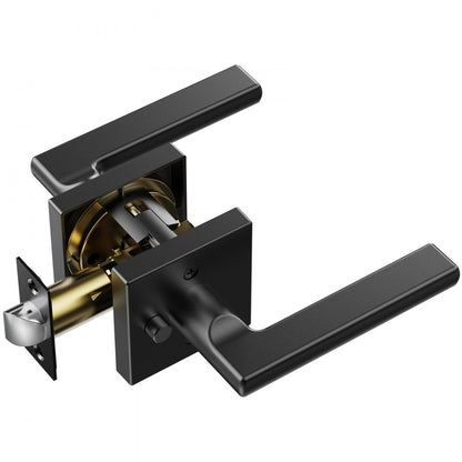 KJ2118-BK-BLK - Keyless Matte Black Privacy Door Handle for Secure Locking